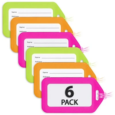 Abbildung von Mifflin Gepäckanhänger Neon, 6er Pack Reisegepäckanhänger für Gepäck Kofferanhänger