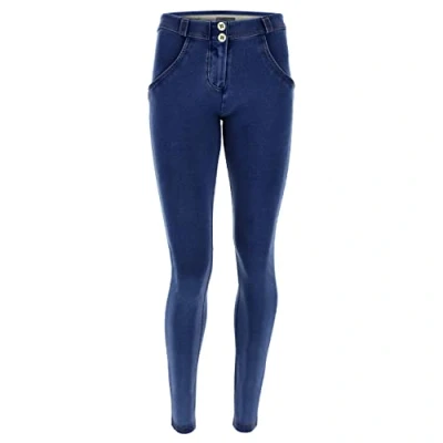 Abbildung von FREDDY Damen Wrup1rc002 Leggings, Dunkle Jeans mit gelben Nähten, XS