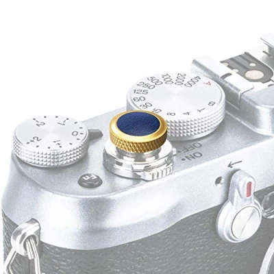 Abbildung von PROfezzion Deluxe Robustes Metall Weichen Sharp Auslöseknopf für Canon F 1, AE 1 etc. Kameras Dunkle Goldrute mit Blauer Mikrofaser Leder Oberfläche