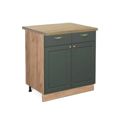 Abbildung von Vicco Küchenunterschrank Fame Line, Grün Gold Landhaus/Goldkraft Eiche, 80 cm, AP Eiche