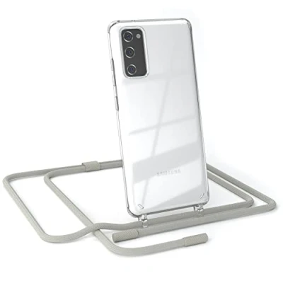 Abbildung von EAZY CASE kombinierbare Handyketten kompatibel mit Samsung Galaxy S20 FE / 5G, Transparente Silikon Hülle Umhängeband, abnehmbar durch abschraubbare Endstücke,Schultergurt, Taupe