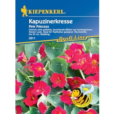 Abbildung von Kiepenkerl Profi Line Kapuzinerkressesamen pink Princess 3911 leuchtende Blüten Intensiv Blumensamen, Blumenwiese, Wildblumensamen, Saatgut