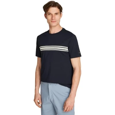 Abbildung von Tommy Hilfiger Central Chest Stripe TEE Tshirt print, Herren, Größe: Small, Desert sky