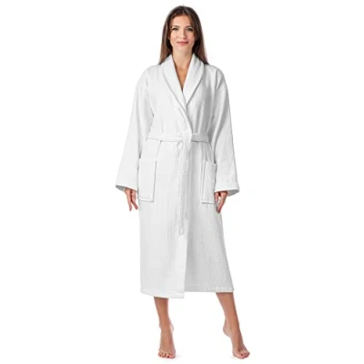 Abbildung von Ladeheid Bademantel Damen Waffelpiqué 100% Baumwolle LA40 227, Langform,