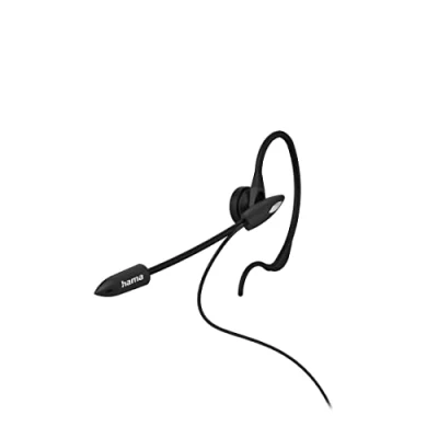 Abbildung von Hama In Ear Headset mit Mikrofon für schnurlose Telefone (2,5mm Klinke , kabelgebunden, Kopfhörer Mikro, mono, einseitig tragbar, Ohrbügel, Stummschaltung, Clip) schwarz