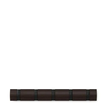 Abbildung von Umbra Flip 5 Garderobenhaken Moderne, Schlichte und Platzsparende Garderobenleiste mit Beweglichen Haken für Jacken, Mäntel, Schals, Handtaschen Mehr, Schwarz / Braun