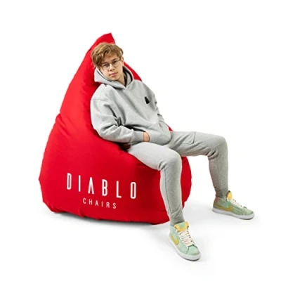 Abbildung von Diablo Gaming Sitzsack XXL Sitzkissen mit Füllung Sessel Kindersitzsack Beanbag für Kinderzimmer Wohnzimmer EPS Perlen Polyester 110 cm x 100 (Rot)