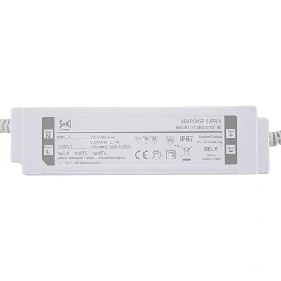 Abbildung von SeKi 12V DC 100W 8,33A Konstantspannungs LED Treiber; IP67 wassergeschützt Trafo, Netzteil, Transformator, Schaltnetzteil; keine Mindestlast, kein Rauschen/LED Flimmern, MM Zulassung
