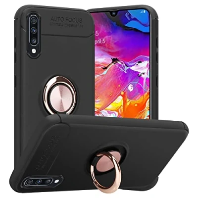 Abbildung von Cadorabo Hülle kompatibel mit Samsung Galaxy A70 / A70s Schutzhülle TPU Silikon Case Ring Slim Kratzfest Weiche Gummi Rundumschutz für in Schwarz