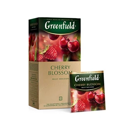 Abbildung von Greenfield Cherry Blossom, Hibiskus, Hagebutte, Apfel, Himbeere, Brombeere, Teebeutel (2g x 25), 50g
