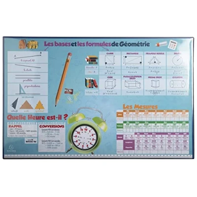 Abbildung von Exacompta 29792E Schreibunterlage extra starkem Karton, Vorder und Rückseite aus PVC, perfekt für Büro Homeoffice, 37,5 x 57,5 cm, Mathe Design, Homeoffice