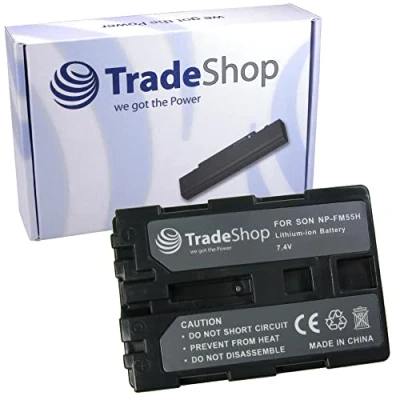 Abbildung von Trade Shop Li Ion Akku 2000mAh kompatibel mit Sony NP FM 55 55H QM 91D für A100 TV480 PDX10 PDX10P HVL IRM