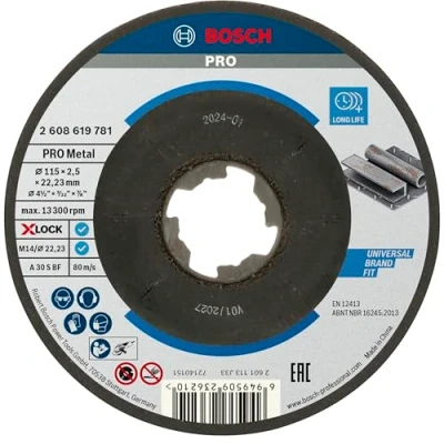 Abbildung von Bosch Professional 1x Standard for Metal x LOCK Trennscheibe (für Metall, Ø 115 2,5 22,23 mm, Gekröpft, Zubehör Winkelschleifer)
