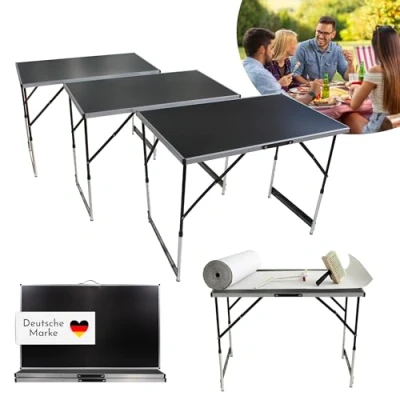 Abbildung von Lemodo Campingtisch klappbar, Tapeziertisch 3 teilig 100x60 cm, Multifunktionstisch höhenverstellbar, Partytisch, Profi Mehrzwecktisch Malertisch Flohmarkttisch, bis 30 kg belastbar