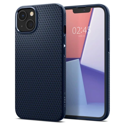 Abbildung von Apple iPhone 13 Hülle Silikon Spigen Soft Case/Backcover Handyhülle Blau Shockproof/Stoßfest