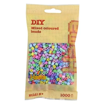 Abbildung von Hama Perlen 207 50 Bügelperlen Beutel mit ca. 1.000 bunten Midi Bastelperlen Durchmesser 5 mm im Pastell Mix, kreativer Bastelspaß für Groß und Klein