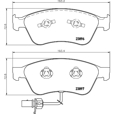 Abbildung von HELLA 8DB 355 009 211 Bremsbelagsatz mit integriertem Verschleißwarnkontakt AUDI: A6 C6 Limousine, A8 D3, VOLKSWAGEN: Phaeton