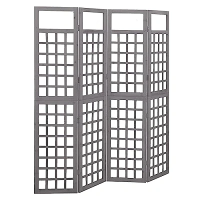 Abbildung von vidaXL Tannenholz Massiv Paravent Spalier 4 TLG. Rankhilfe Raumtrenner Raumteiler Trennwand Umkleide Sichtschutz Spanische Wand Grau 161x180cm