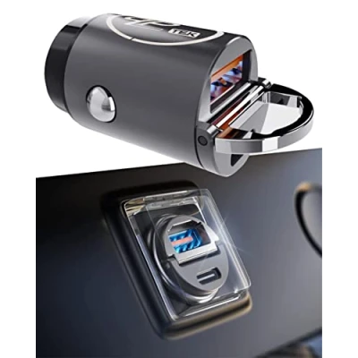 Abbildung von Plp tek USB KFZ Ladegerät für Auto (30W Dual [C+A], Grau)