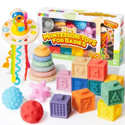 Abbildung von JOYIN Stapelspielzeug Montessori Baby Spielzeug 6 Monate, Silikon Aktivitätsspielzeug, (20 tlg), Blöcken, 4 in 1 Sensorik