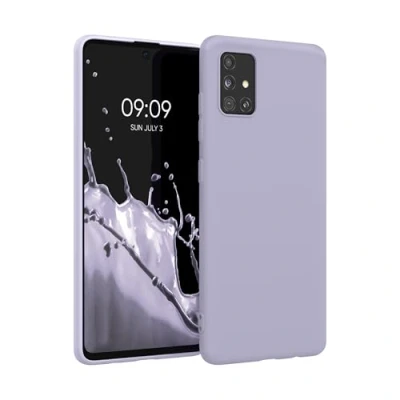 Abbildung von kwmobile Hülle kompatibel mit Samsung Galaxy A51 weiches TPU Silikon Case Cover geeignet für kabelloses Laden Pastell Lavendel