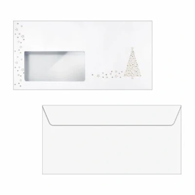 Abbildung von SIGEL DU084 Briefumschläge Weihnachten &quot;Golden Tree&quot;, gummiert, Fensterstanzung, Goldprägung, DIN lang, 50 Stück, ohne Fenster