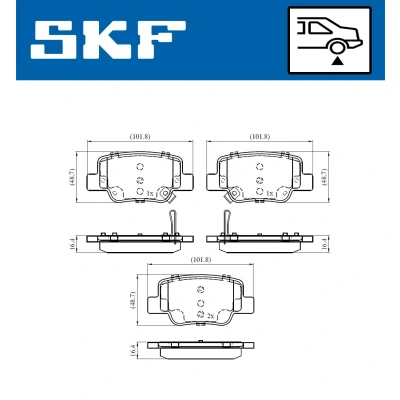 Abbildung von SKF VKBP 90496 A Bremsbelagsatz mit akustischer Verschleißwarnung