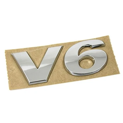 Abbildung von Original V6 Schriftzug Emblem Logo Zeichen chrom