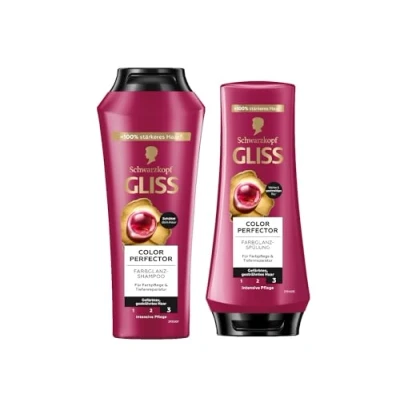Abbildung von Gliss Shampoo Colour Perfector (250 ml), Haarshampoo mit Hyaluron Komplex &amp; Cranberry Extrakt, Color Spülung (200 Conditioner Farbschutz Farbglanz