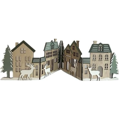 Abbildung von khevga Weihnachtsdekoration Tischdeko Fensterdeko zum Stellen Deko Haus Silhouette klappbar 60 x 16 cm