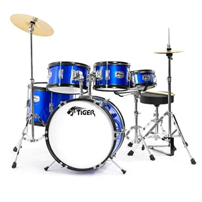 Abbildung von Tiger JDS14 BL 5teiliges Junior Drumset Blau Kinder Drumset, für im Alter von 3 10 Jahren.
