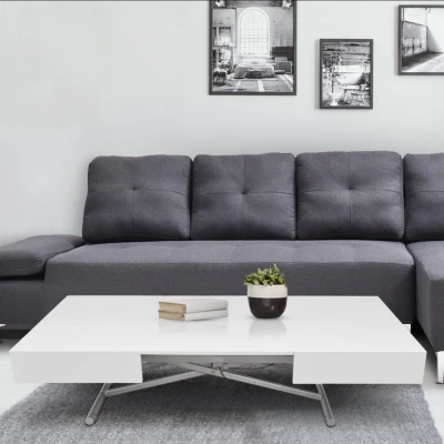 Abbildung von Menzzo Sundance Verstellbare Couchtische, Weiß, L120 155 190 x P80 H40 / 75 cm