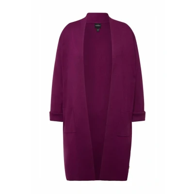 Abbildung von Ulla Popken LONG OPEN Front Strickjacke, Damen, Größe: 54/56, Pink berry