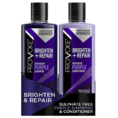 Abbildung von Provoke Touch of Silver Advanced Brighten and Repair Shampoo und Conditioner, 200 ml, entfernt messingfarbene Gelbtöne, sofortige Tiefenreparatur, nähren wiederherstellen, Duo Pack