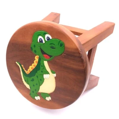 Abbildung von ROMBOL Handgefertigter Kinderhocker, Holz, Kinderhocker:Dinosaurier
