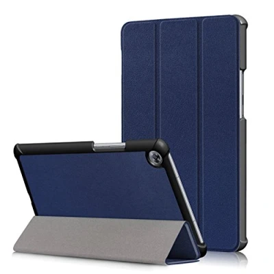 Abbildung von HereMore Huawei MediaPad M5 8.4 Hülle, Ultra Schlank PU Leder Tasche Ständer Schutzhülle Smart Cover mit Auto Schlaf/Wach Funktion für Zoll 2018 Modell Tablet PC, Dunkelblau