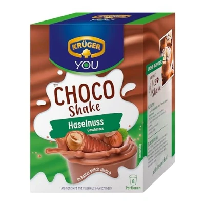Abbildung von KRÜGER YOU Choco Shake Haselnuss Schoko, Schokoladiger Genuss in heiß &amp; kalt, Schoko Milchshake mit Aroma, 144 g (8x 18 Sachets)