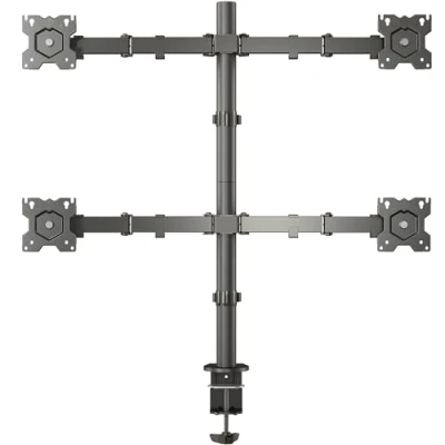 Abbildung von ONKRON Monitor Halterung 4 Monitore für 13 32 Zoll Bildschirme bis 8 kg (x4), 4fach Monitorhalterung Tisch 75x75 &amp; 100x100 VESA Tischhalterung Arm schwenkbar neigbar drehbar Schwarz D421E B