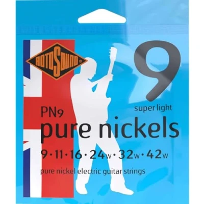 Abbildung von Rotosound Pure Nickel Saiten für E Gitarren, Stärke Super Light 9 11 16 24 32 42
