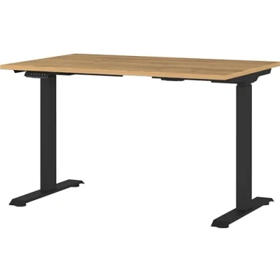 Abbildung von Germania Schreibtisch 7907 582, in Grandson Eiche Nb./Schwarz, EL. höhenverstellb., 120 x 80 cm (BxHxT)