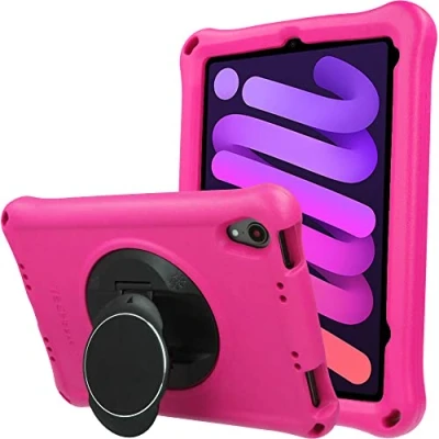 Abbildung von TECHGEAR Bumper Hülle für iPad Mini 6 2021 6. Generation (8.3 Zoll) [Kinderfreundlich] Tough Schutzhülle Silikon Soft Shell Anti Rutsch Stoßfest + Folie [Rosa]