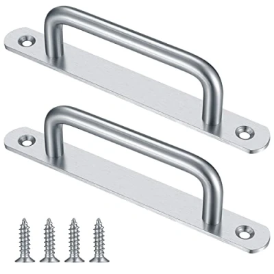 Abbildung von 2 Stk Schiebetürgriffe, Scheunentorgriffe, Schiebe Türgriff mit Platte Edelstahl, Schiebetorgriffe, Schranktürgriff, Griffe für Scheunentor, Schiebetüren, Gartentorgriffe (192MM)