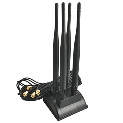 Abbildung von B16DS Doppelfrequenz WiFi Antenne 2.4G/5.8G 4X 6dBi MIMO Omnidirektional mit 3m Kabel, SMA Adapter und Magnetstandfuß Signalverstärker für PCIe Netzwerkkarten Router