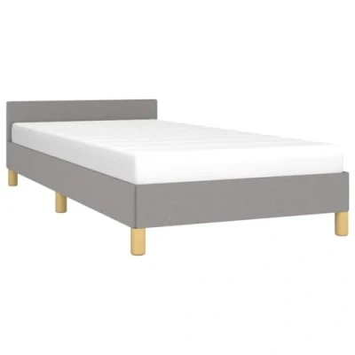 Abbildung von vidaXL Bettgestell mit Kopfteil, Bettrahmen Lattenrost, Bett Polsterbett Stützbeinen, Schlafzimmerbett Einzelbett, Hellgrau 80x200cm Stoff